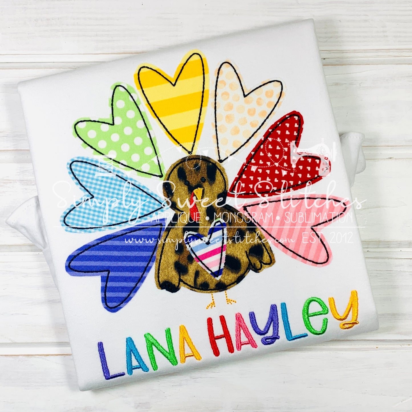 1820 - COLORFUL GIRL TURKEY - APPLIQUE CHILD SHIRT
