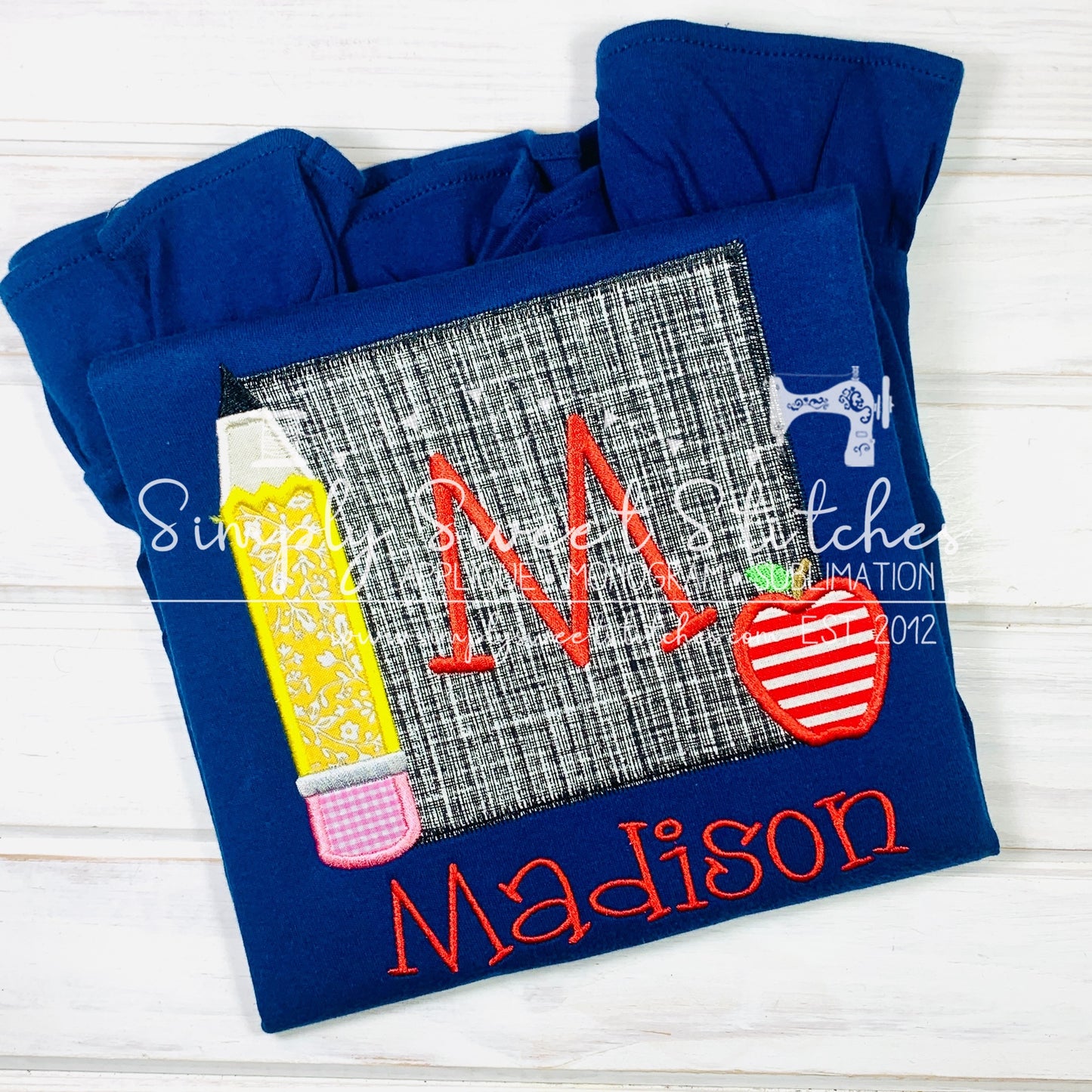 1022 - CHALKBOARD MONOGRAM - APPLIQUE CHILD SHIRT