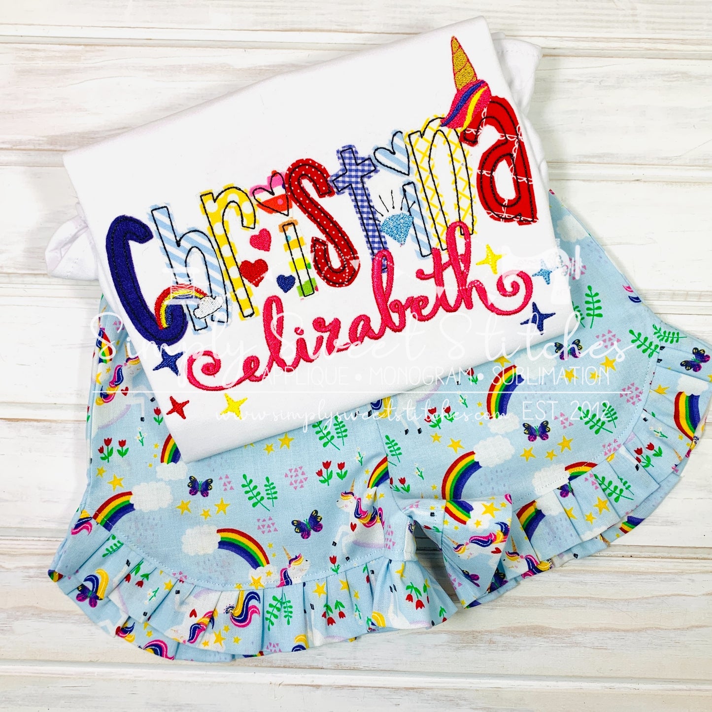3098 - UNICORN NAME APPLIQUE - CHILD SHIRT