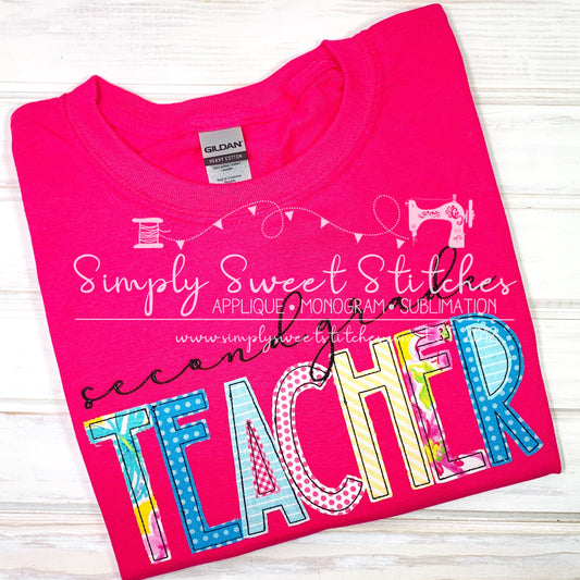 2110 - "GRADE" TEACHER - APPLIQUE ADULT SHIRT