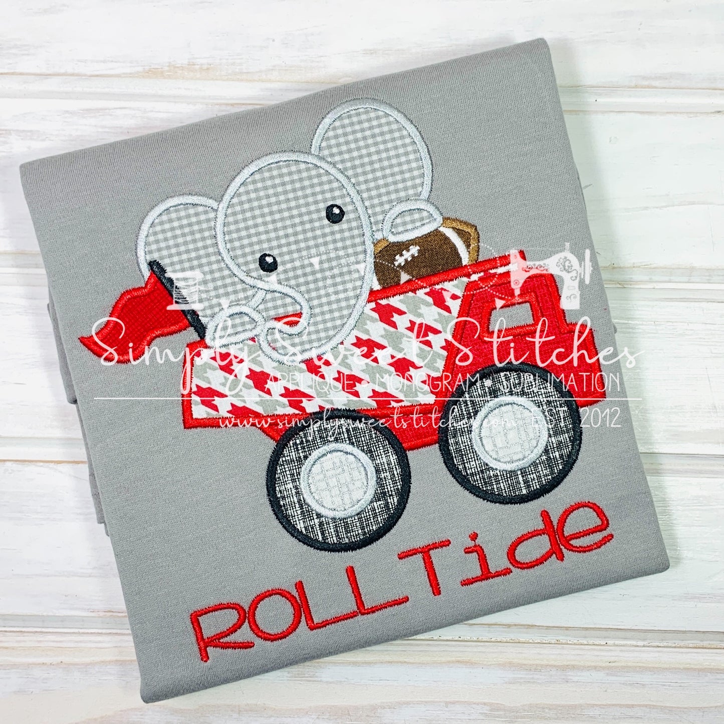 1483 - ELEPHANT DUMP TRUCK - APPLIQUE CHILD SHIRT