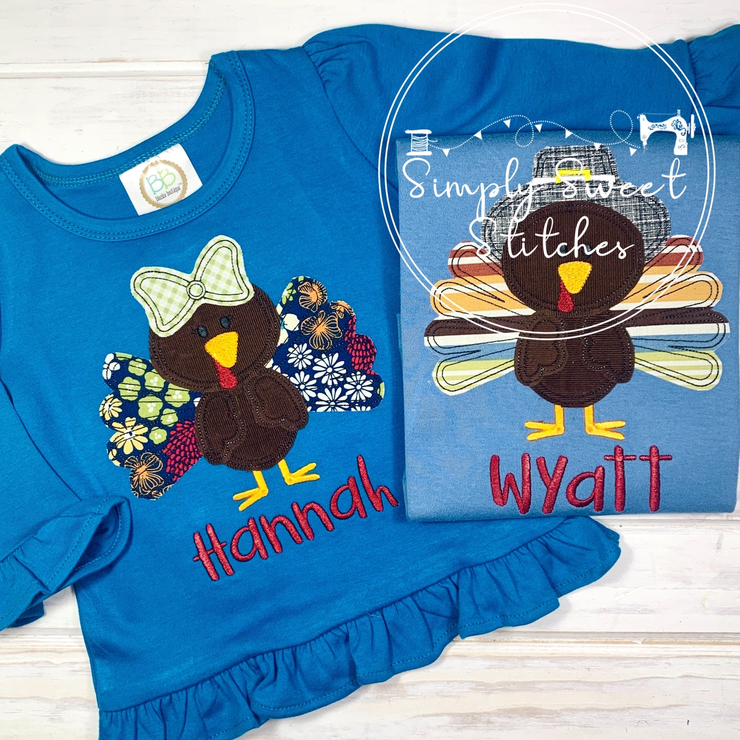 2156 - PILGRAM TURKEY - APPLIQUE CHILD SHIRT