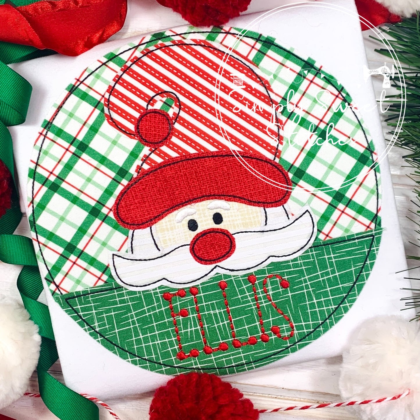 2188 - SANTA PEEKER - APPLIQUE CHILD SHIRT
