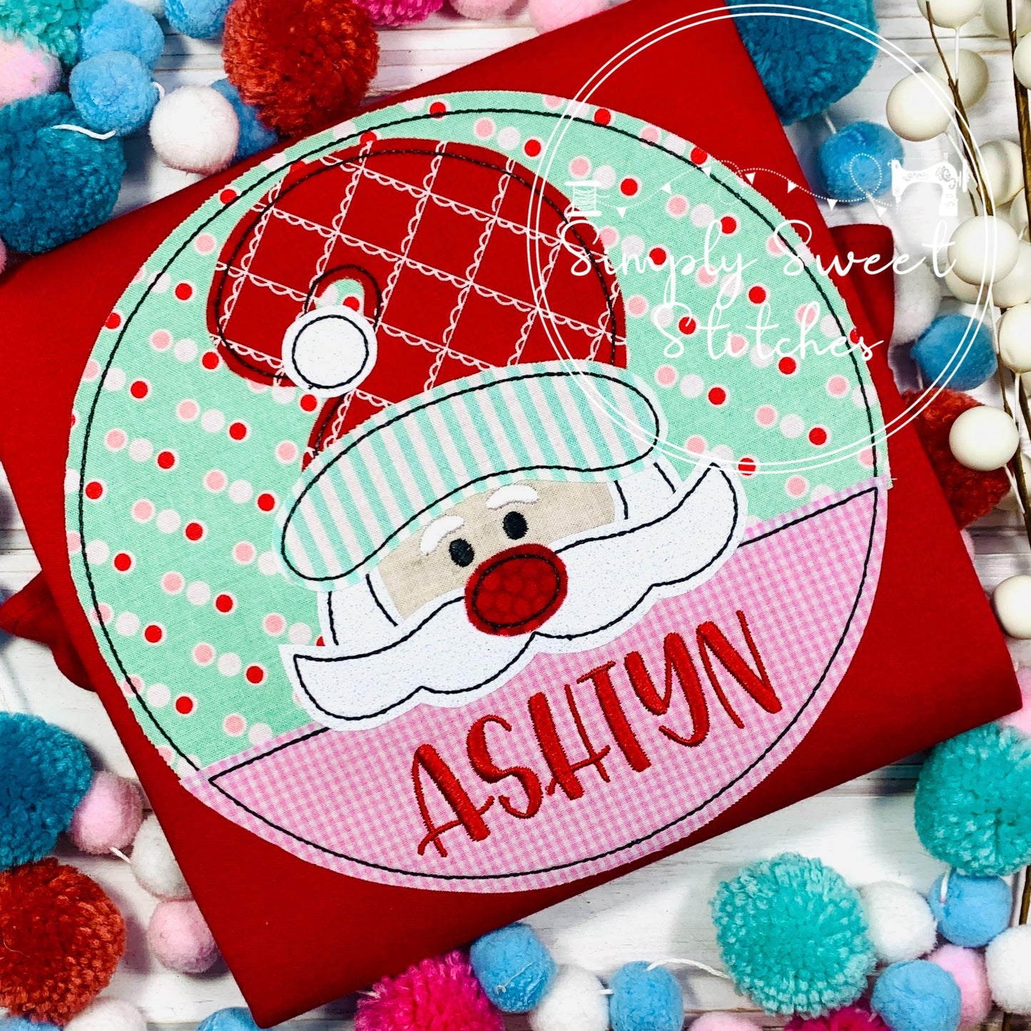 2188 - SANTA PEEKER - APPLIQUE CHILD SHIRT