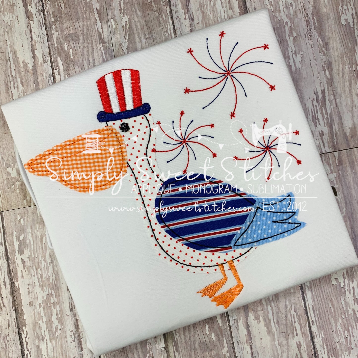 1612 - PATRIOTIC PELICAN - APPLIQUE CHILD SHIRT