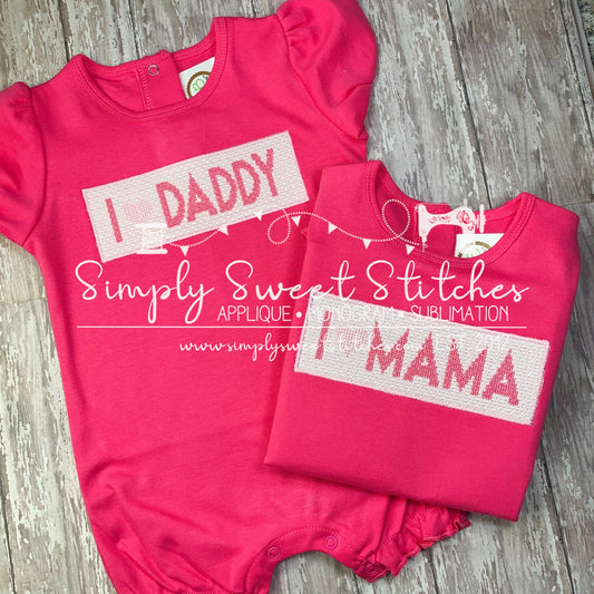 1759 - I LOVE DADDY FAUX SMOCK - EMBROIDERY CHILD SHIRT