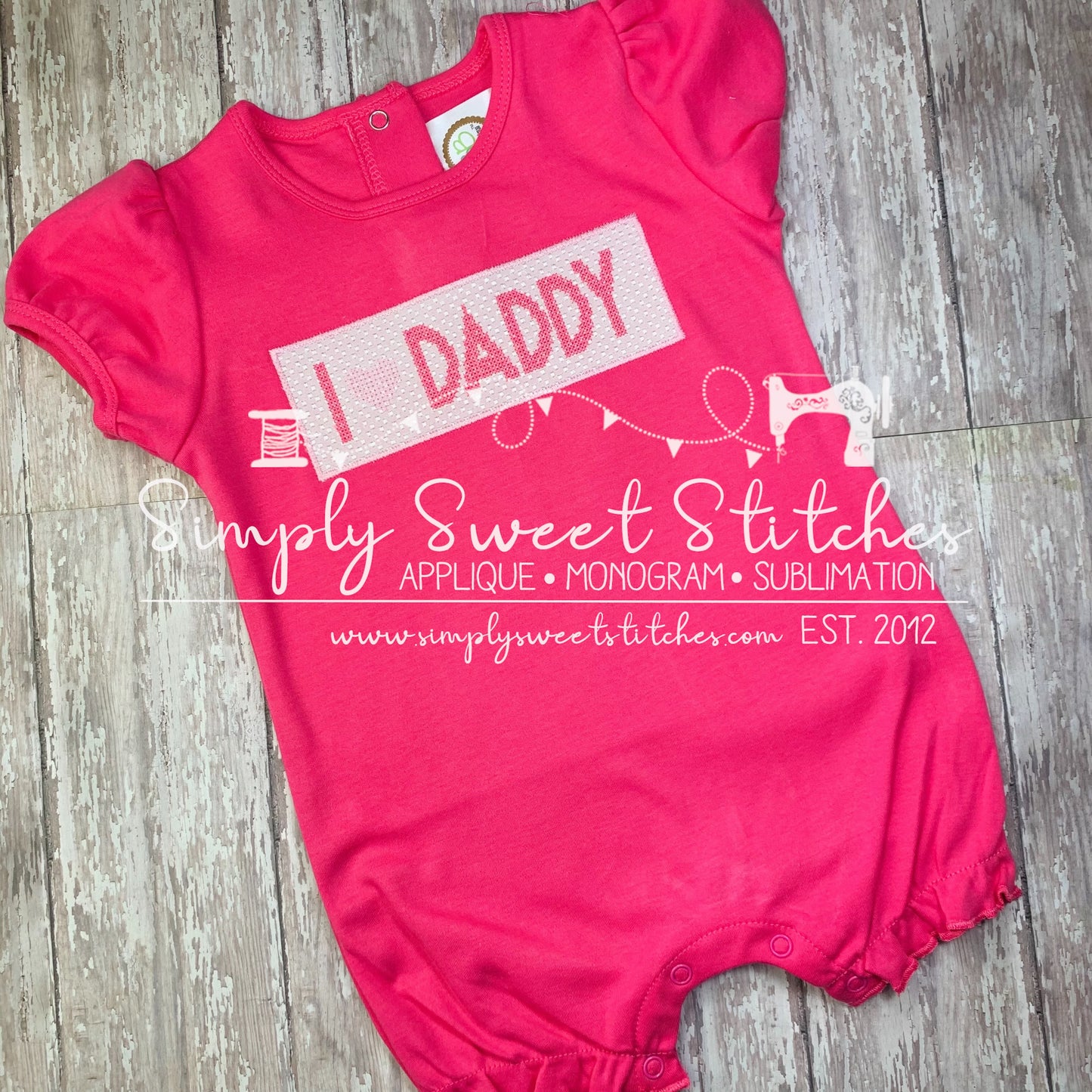 1759 - I LOVE DADDY FAUX SMOCK - EMBROIDERY CHILD SHIRT
