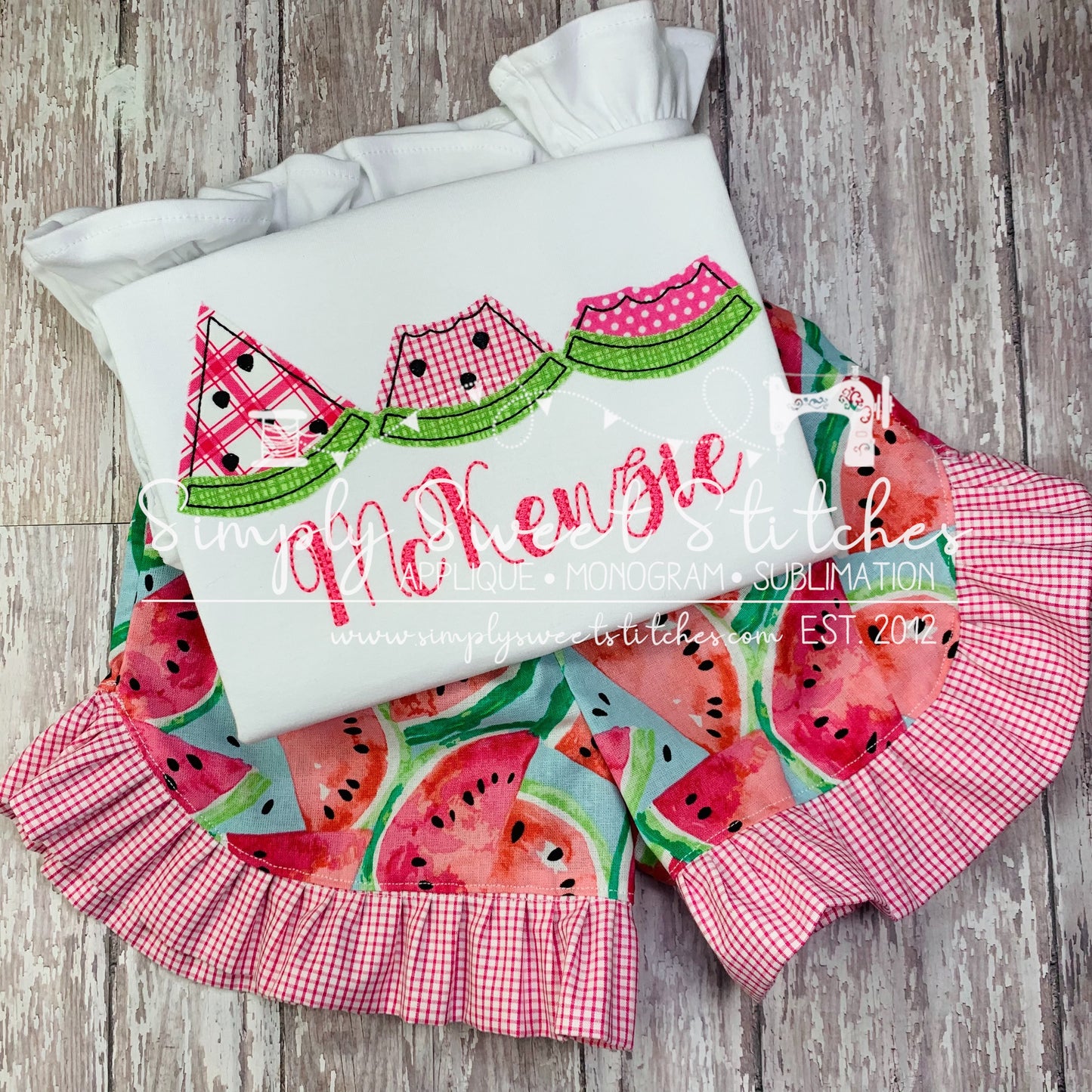 1393 - WATERMELON TRIO - APPLIQUE CHILD SHIRT