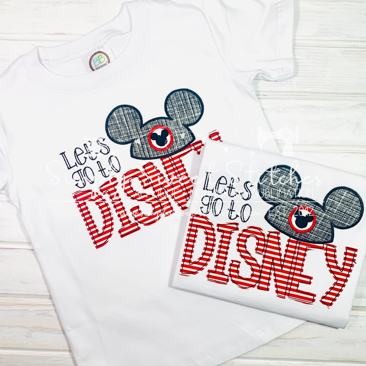 2074 - LET'S GO TO DISNEY - APPLIQUE CHILD SHIRT