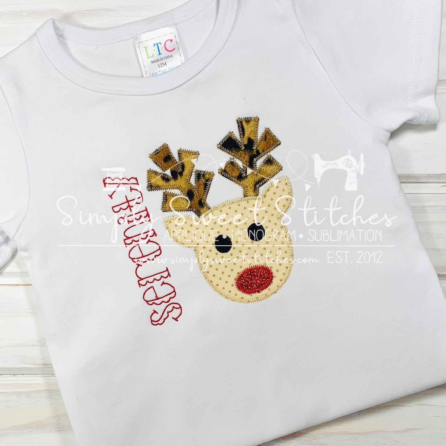 1406 - BOY REINDEER FACE - APPLIQUE CHILD SHIRT