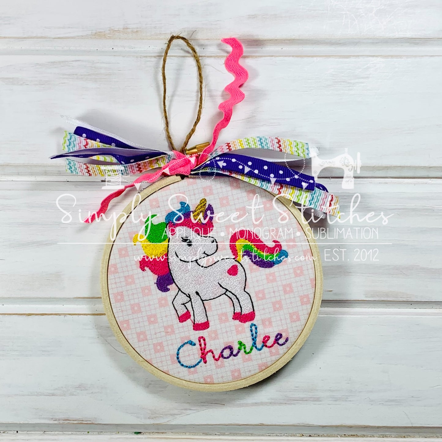 1145 - UNICORN -EMBROIDERY ORNAMENT