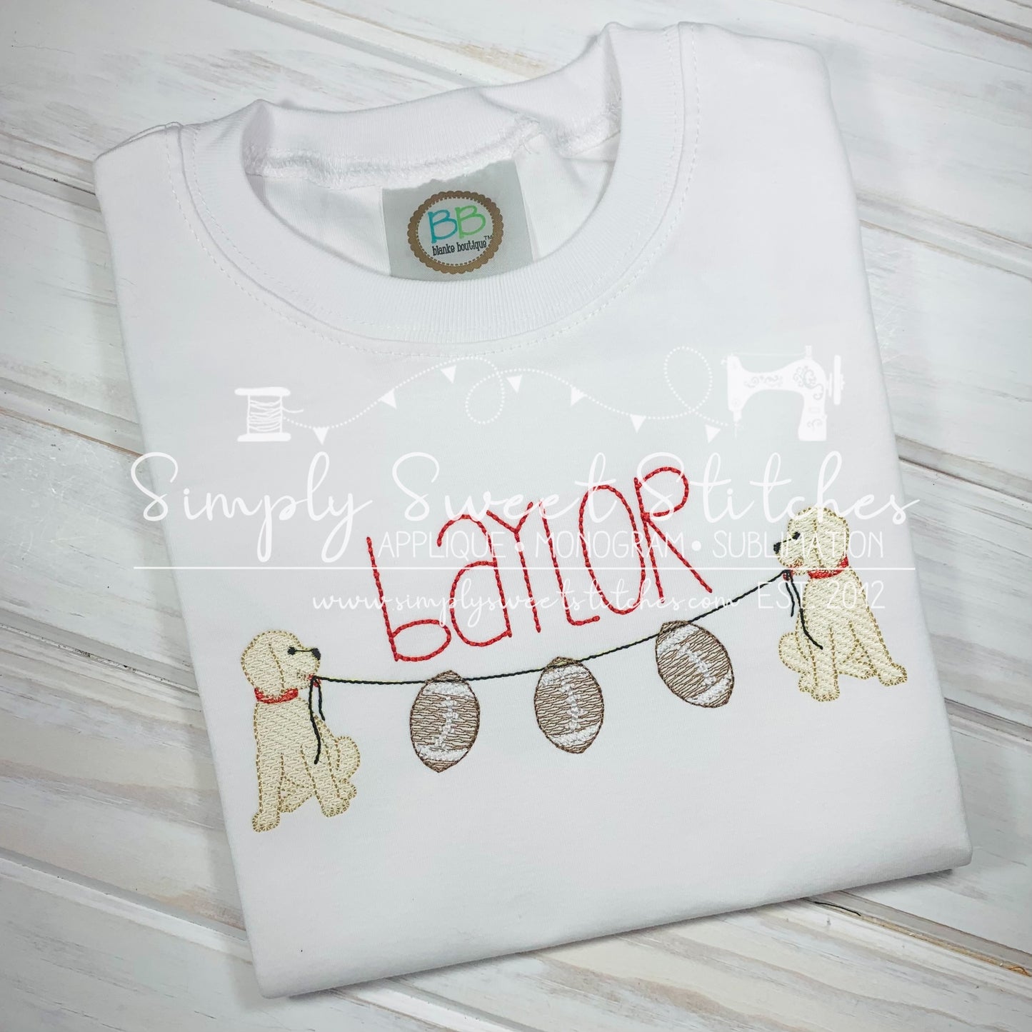1797 - BOY PUPS FOOTBALL BUNTING - SKETCH CHILD SHIRT