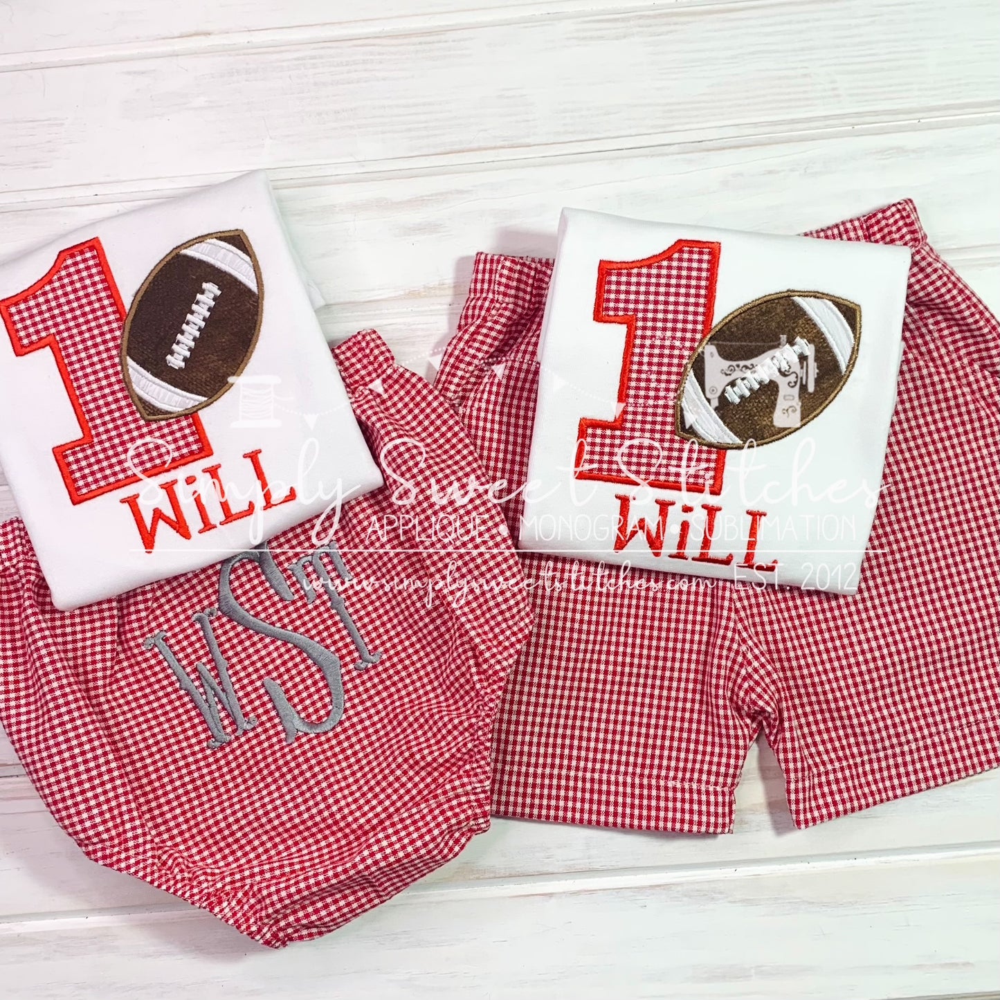 1231 - FOOTBALL BIRTHDAY NUMBER - APPLIQUE CHILD SHIRT