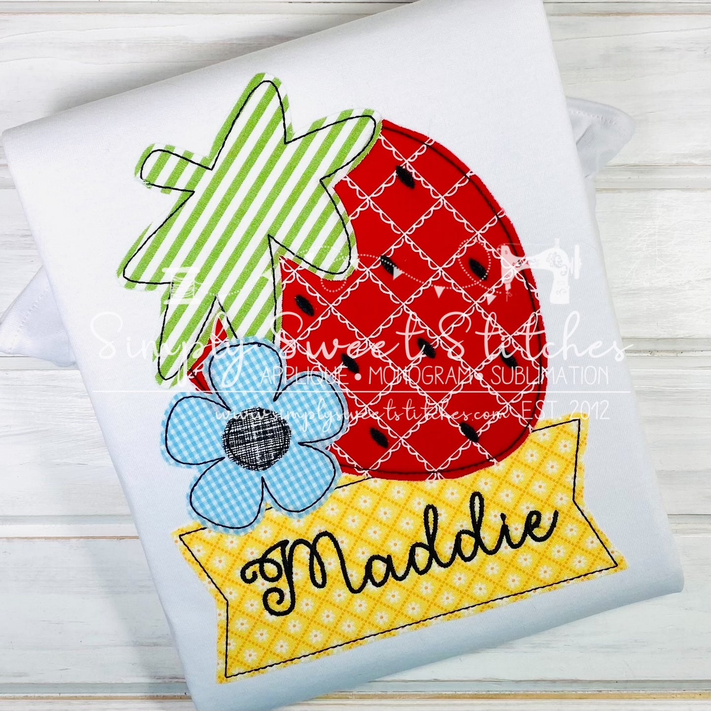 1988 - GIANT STRAWBERRY WITH FLOWER - APPLIQUE CHILD SHIRT