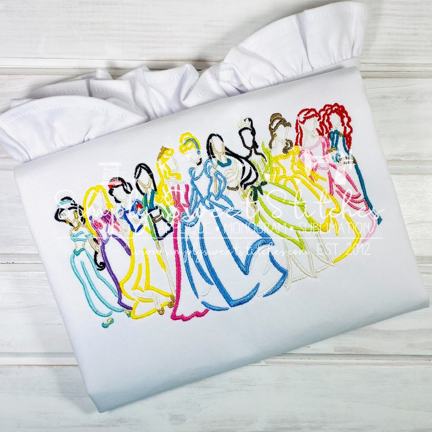 2029 - PRINCESS LINEUP OUTLINE - SKETCH CHILD SHIRT