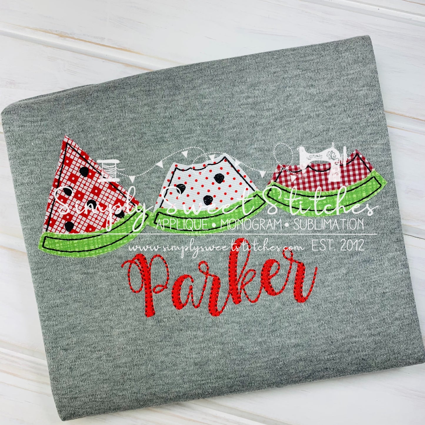 1393 - WATERMELON TRIO - APPLIQUE CHILD SHIRT