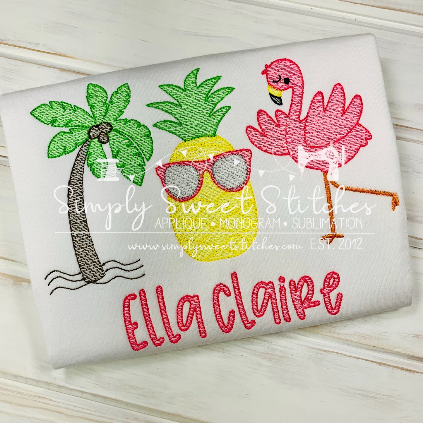 1625 - TROPICAL FLAMINGO - SKETCH CHILD SHIRT