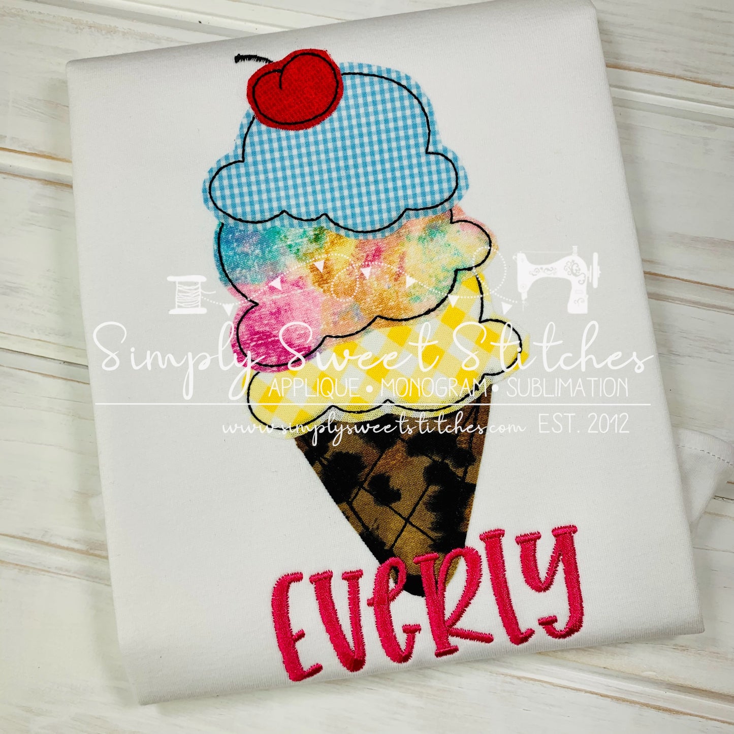 1669 - ICE CREAM CONE - APPLIQUE CHILD SHIRT