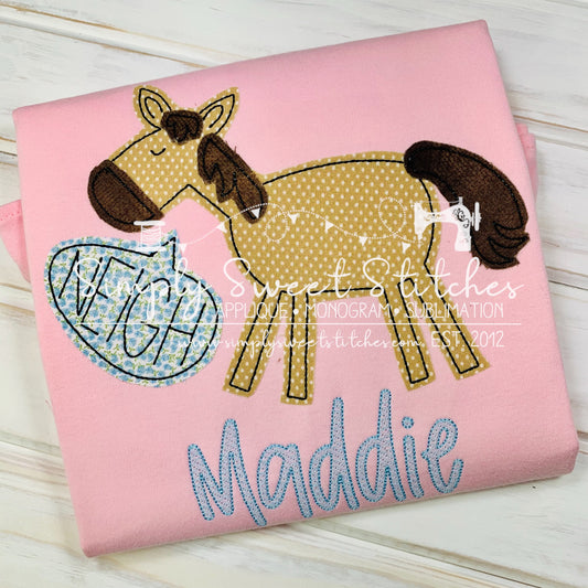 1557 - HORSE - APPLIQUE CHILD SHIRT