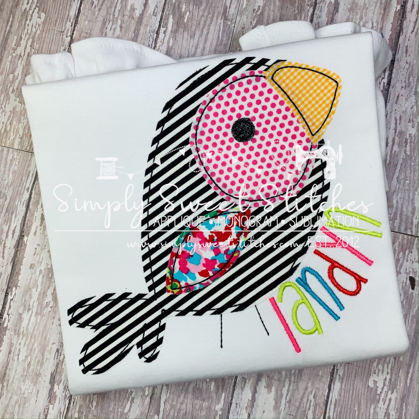 1651 - COLORFUL BIRD - APPLIQUE CHILD SHIRT