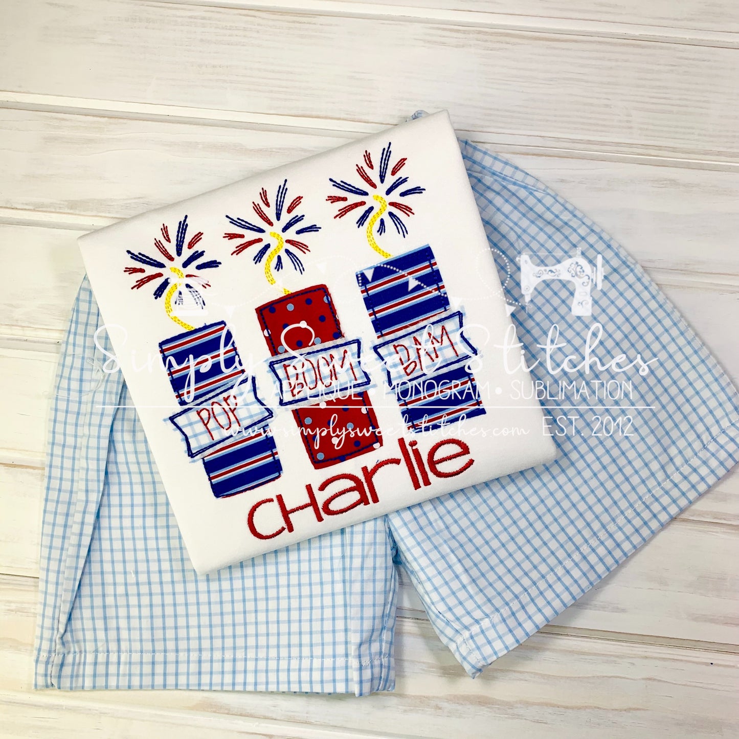 1725 - FIREWORKS TRIO - APPLIQUE CHILD SHIRT