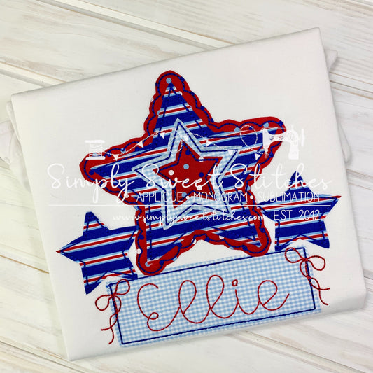 1724 - GIRL STAR BANNER - APPLIQUE CHILD SHIRT