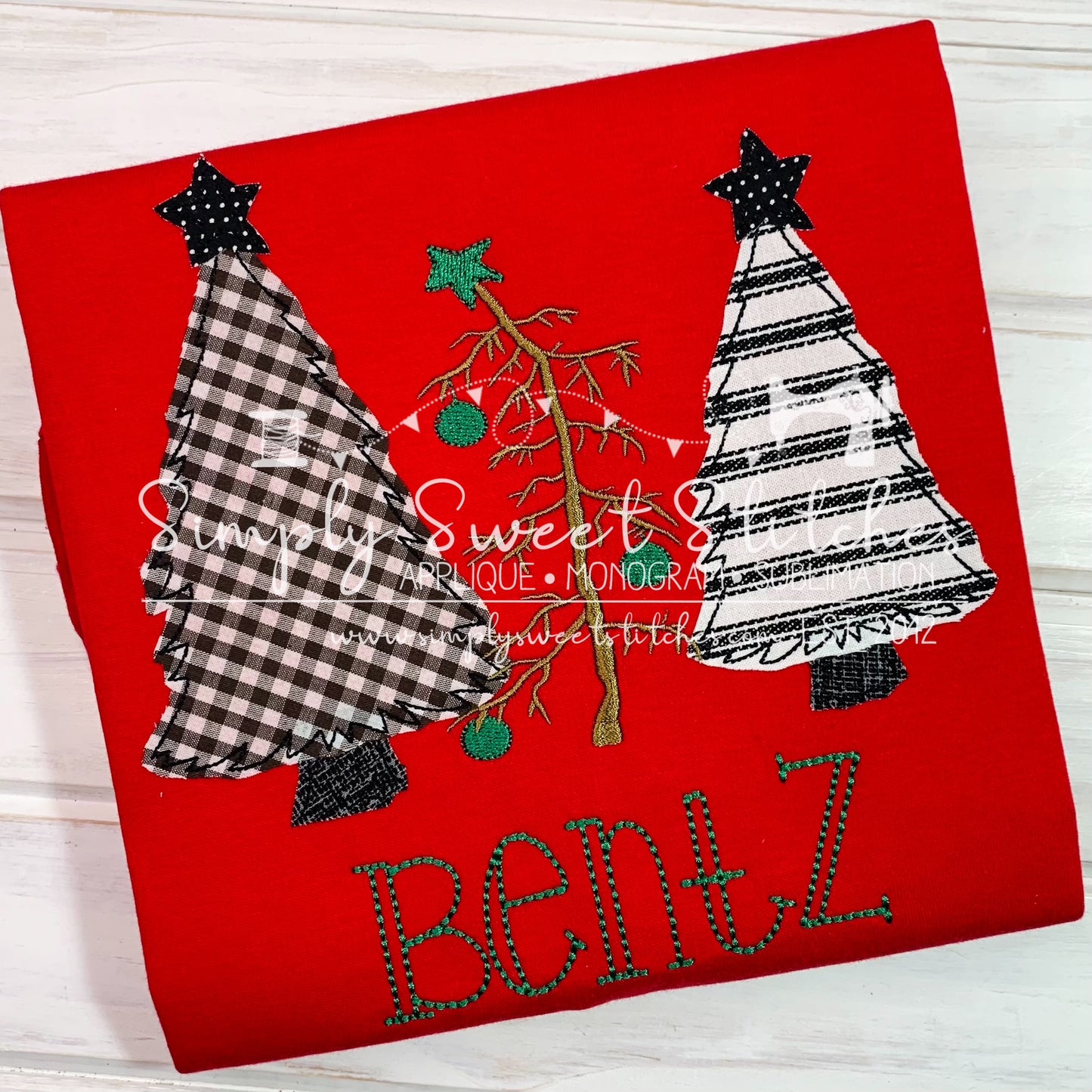 1492 - CHRISTMAS TREE TRIO BOY - APPLIQUE CHILD SHIRT