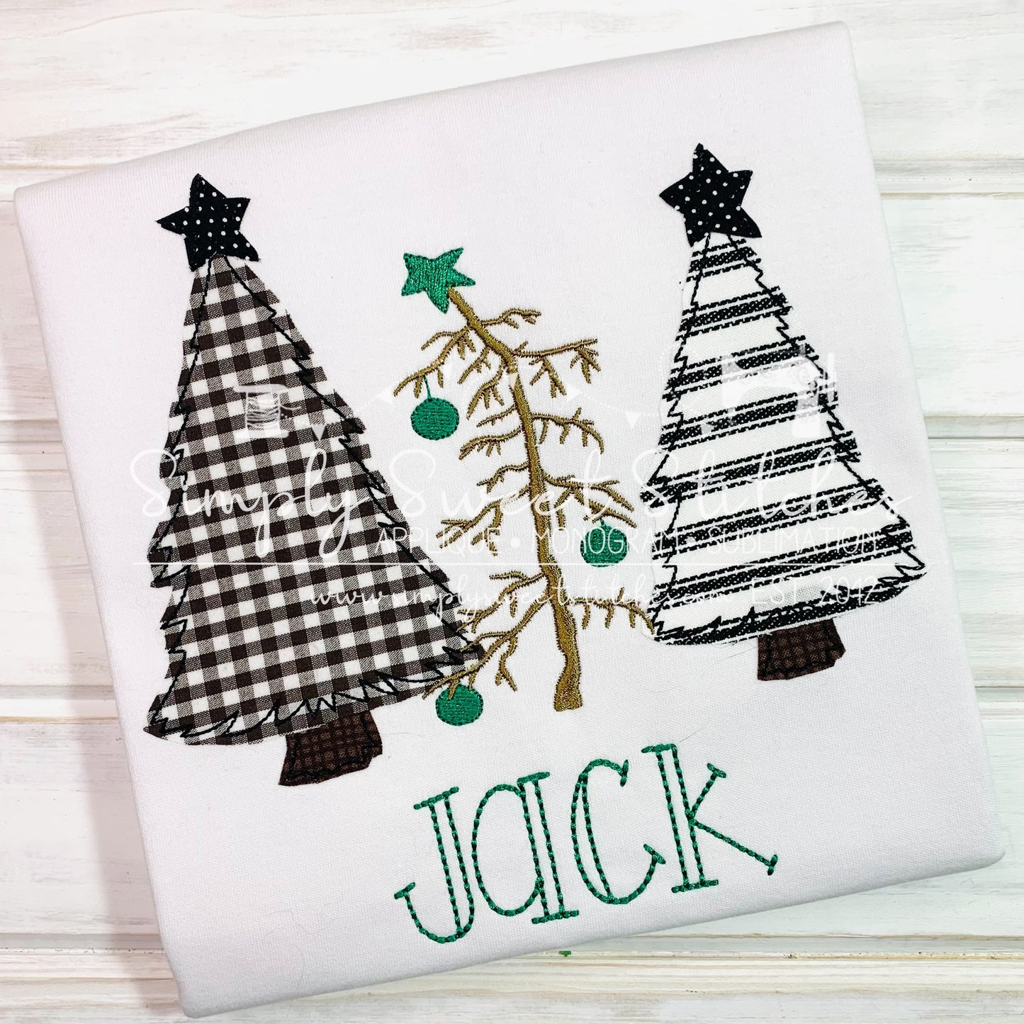 1492 - CHRISTMAS TREE TRIO BOY - APPLIQUE CHILD SHIRT
