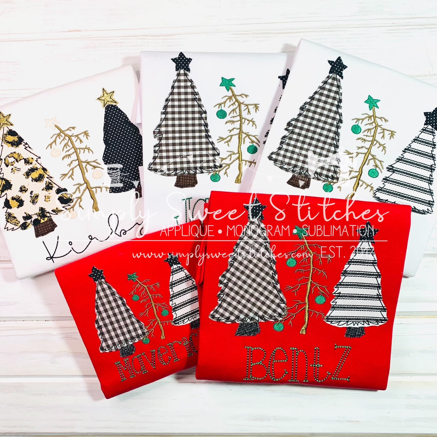 1492 - CHRISTMAS TREE TRIO BOY - APPLIQUE CHILD SHIRT