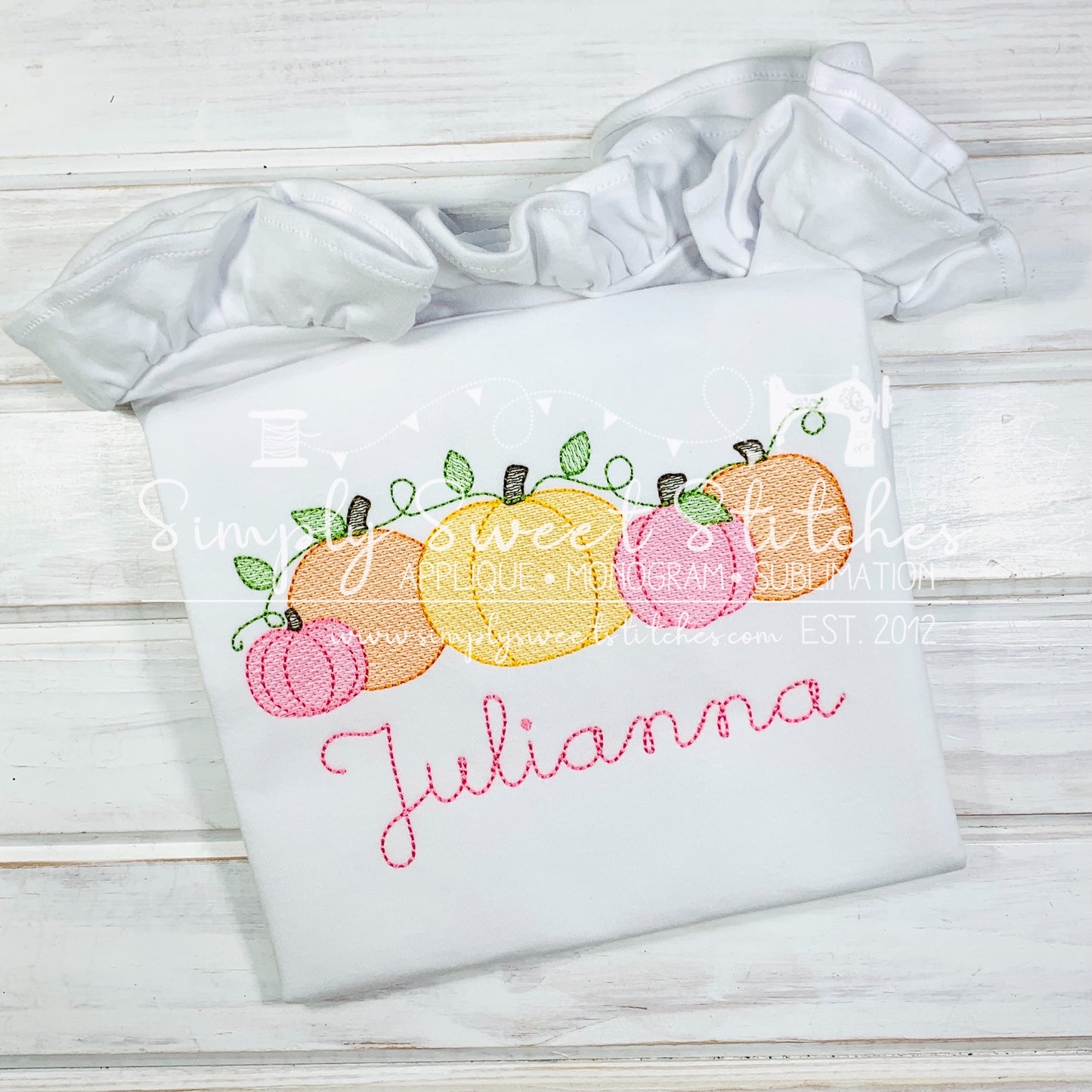 2136 - GIRL PUMPKIN PATCH ON A VINE - SKETCH CHILD SHIRT