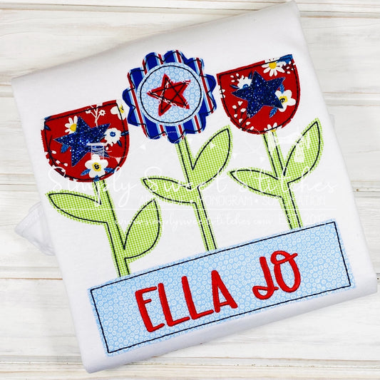 2013 - PATRIOTIC FLOWER TRIO - APPLIQUE CHILD SHIRT