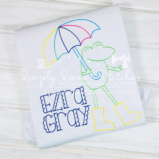 1731- RAINY DAY FROG - APPLIQUE CHILD SHIRT