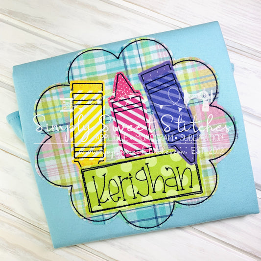 1742 - CRAYON SCALLOP CIRCLE - APPLIQUE CHILD SHIRT