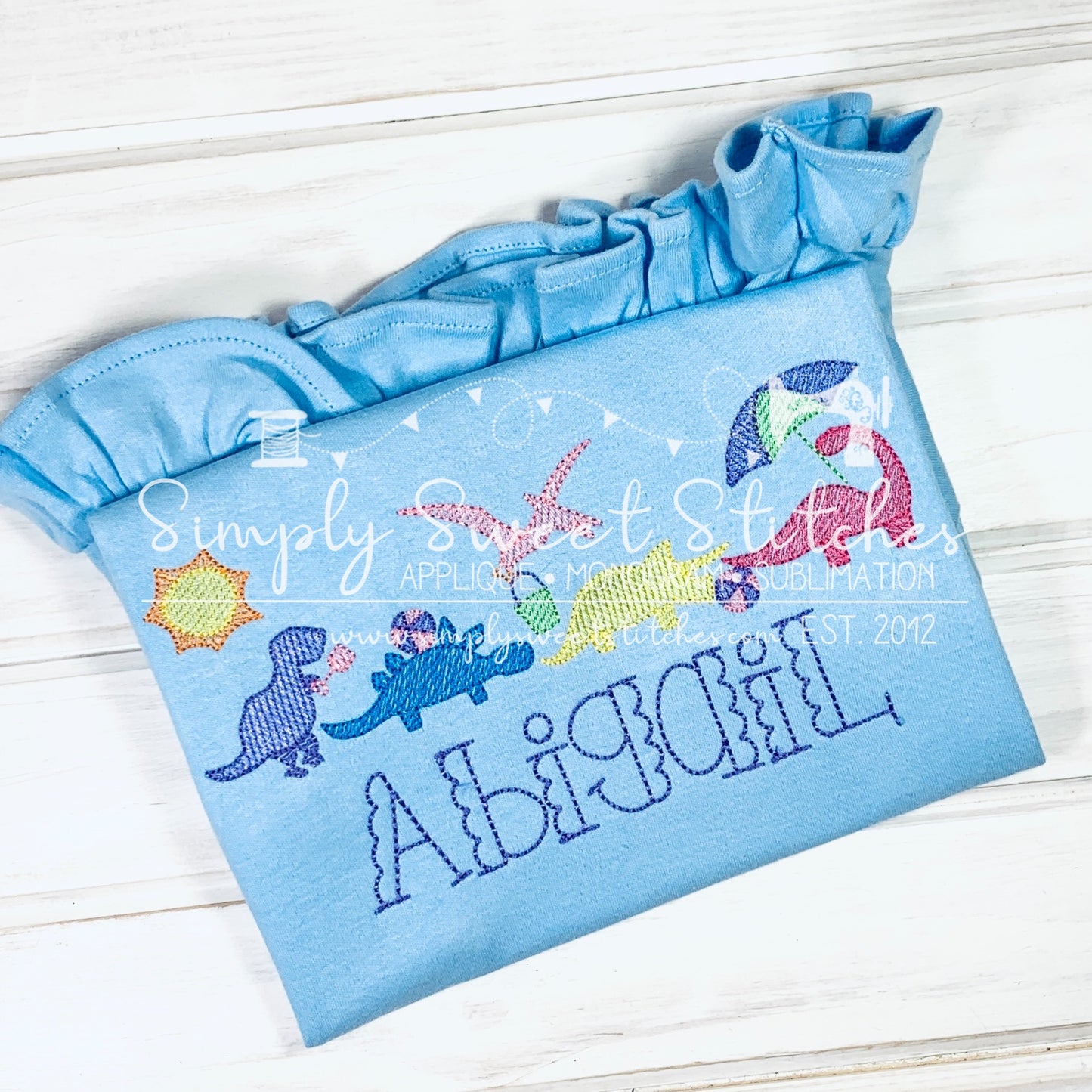 1667 - GIRLS BEACH DINOSAUR - SKETCH CHILD SHIRT