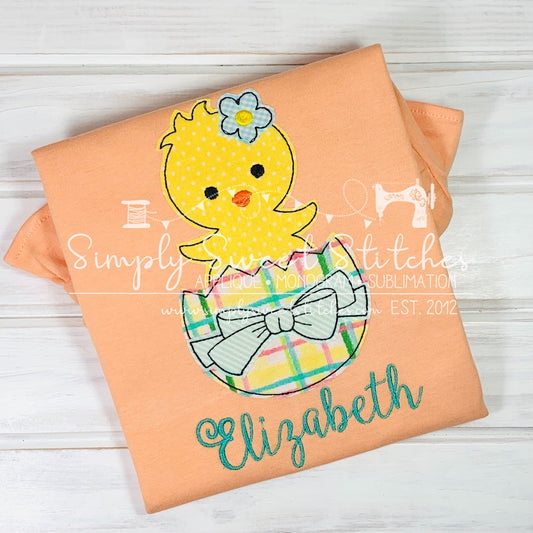1960 - HATCHING EASTER CHICK GIRL - APPLIQUE CHILD SHIRT