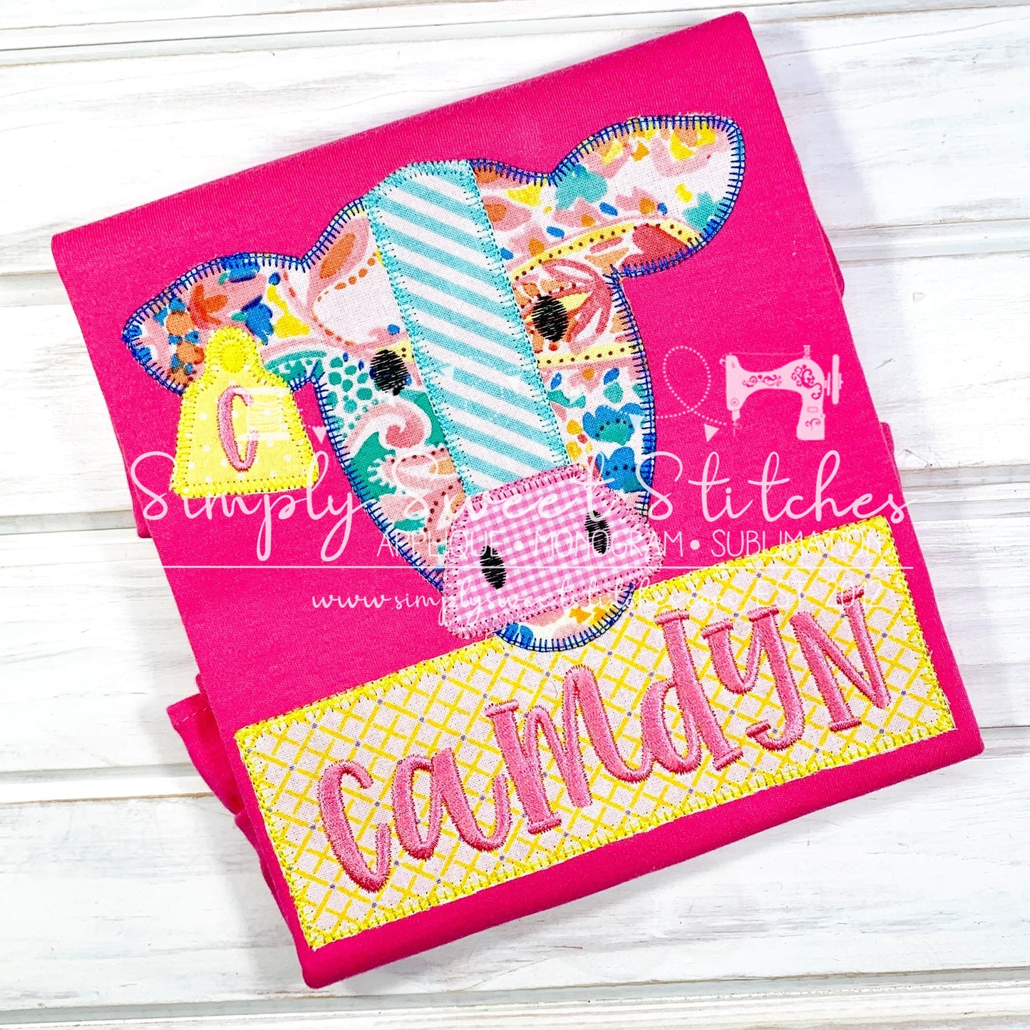 1030 - GIRL FARM COW - APPLIQUE CHILD SHIRT