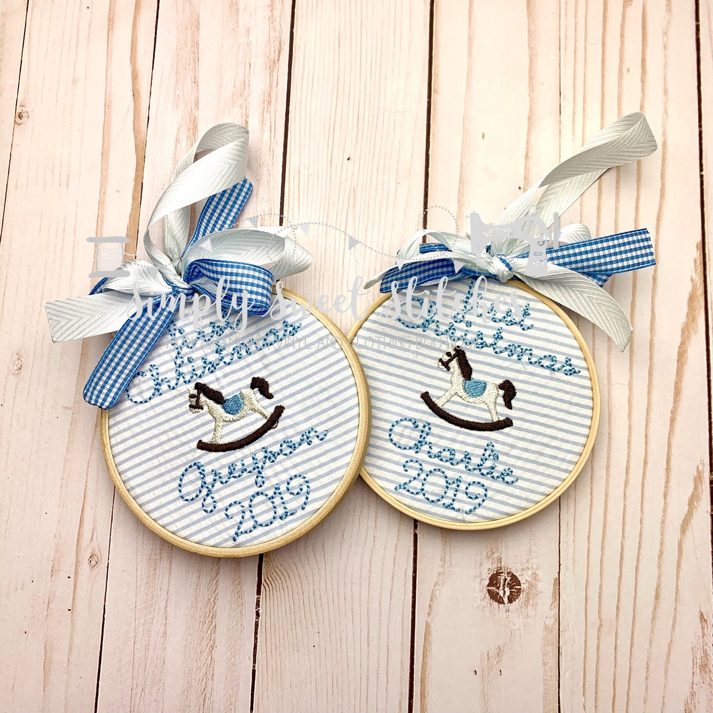 1130 - BABY'S FIRST CHRISTMAS ROCKING HORSE - EMBROIDERY ORNAMENT