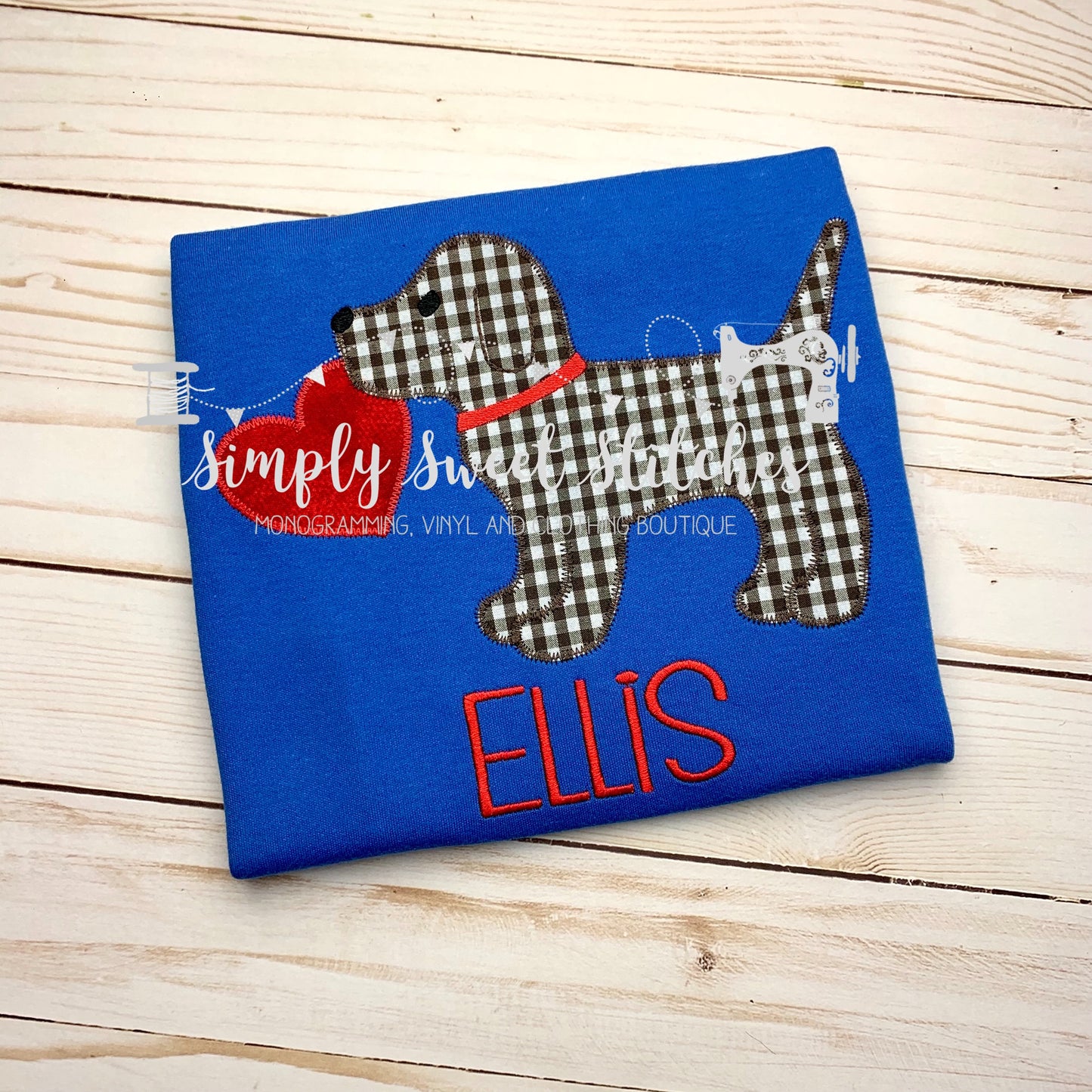 1278 - BOY PUP WITH HEART - APPLIQUE CHILD SHIRT