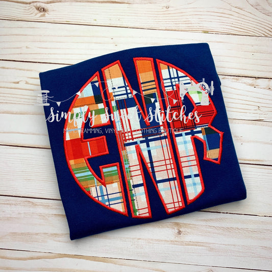 1071 - BOYS INITIALS CIRCLE - APPLIQUE CHILD SHIRT