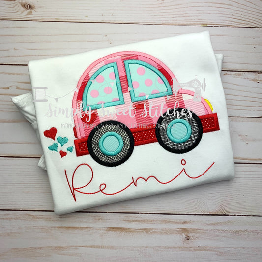 1270 - LOVE BUG CAR - APPLIQUE CHILD SHIRT