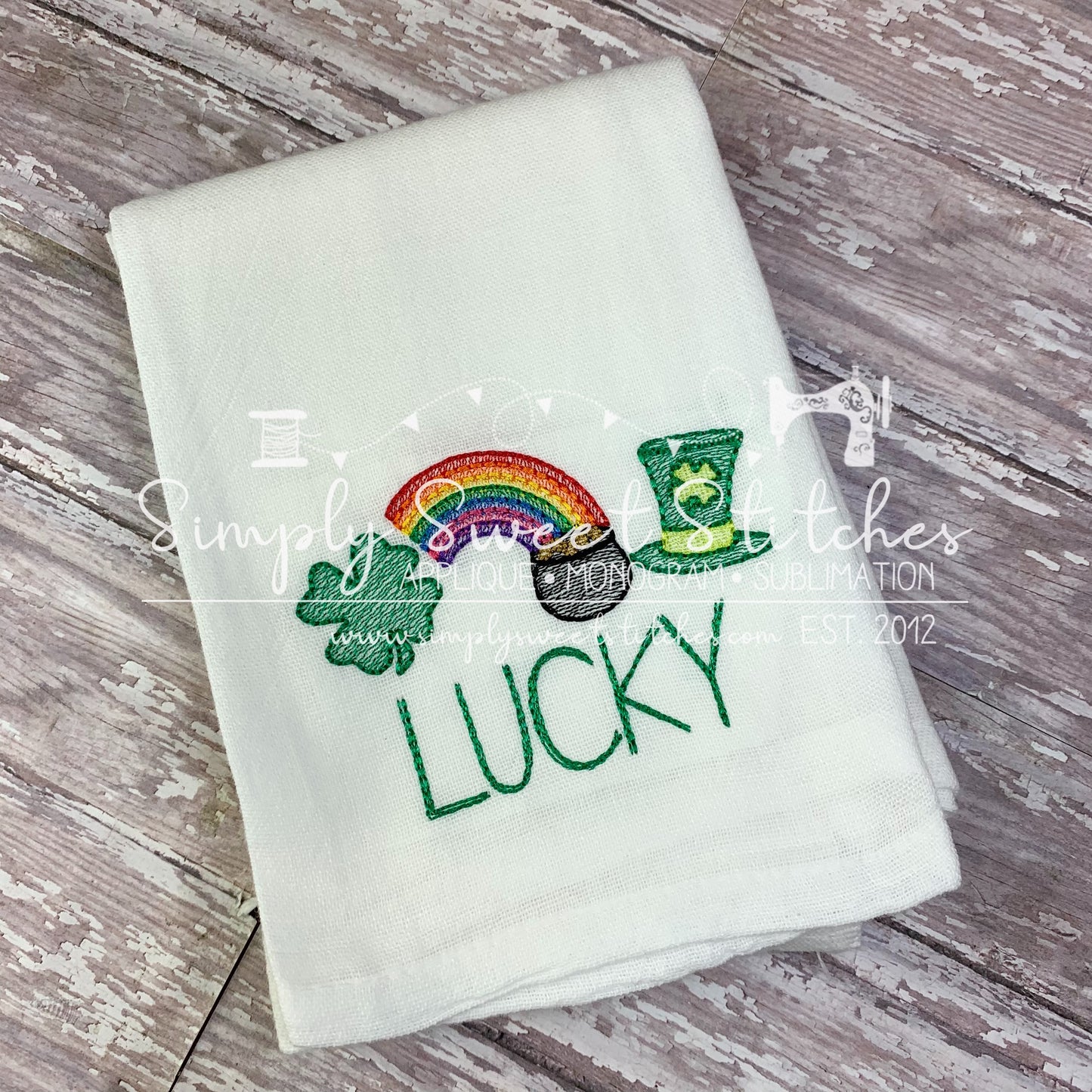 1588 - ST PATRICK'S DAY LUCKY CHARMS - EMBROIDERY KITCHEN TOWEL