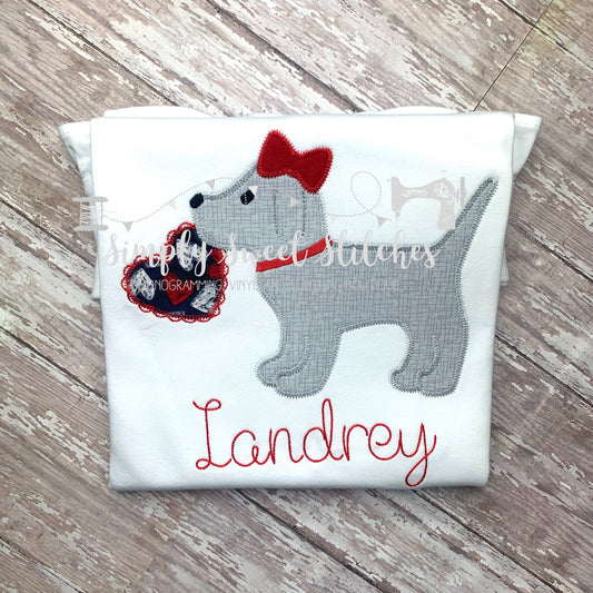1269 - GIRL PUP WITH HEART - APPLIQUE CHILD SHIRT