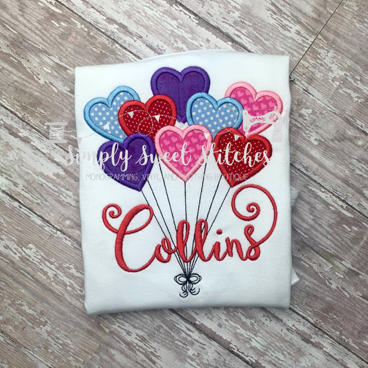 1272 - HEART BALLOONS BUNDLE - APPLIQUE CHILD SHIRT