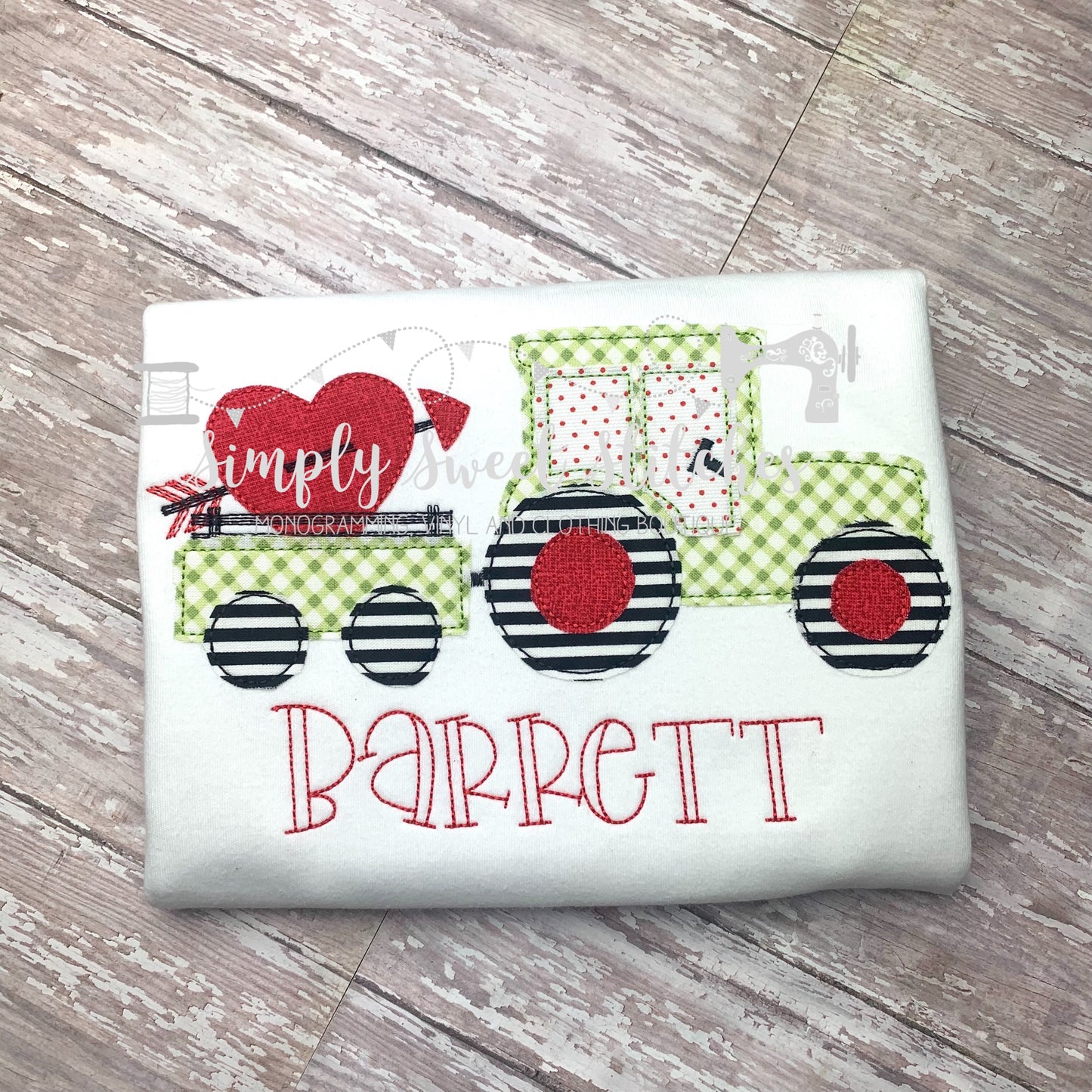 1289 - TRAIN WITH HEARTS - APPLIQUE CHILD SHIRT