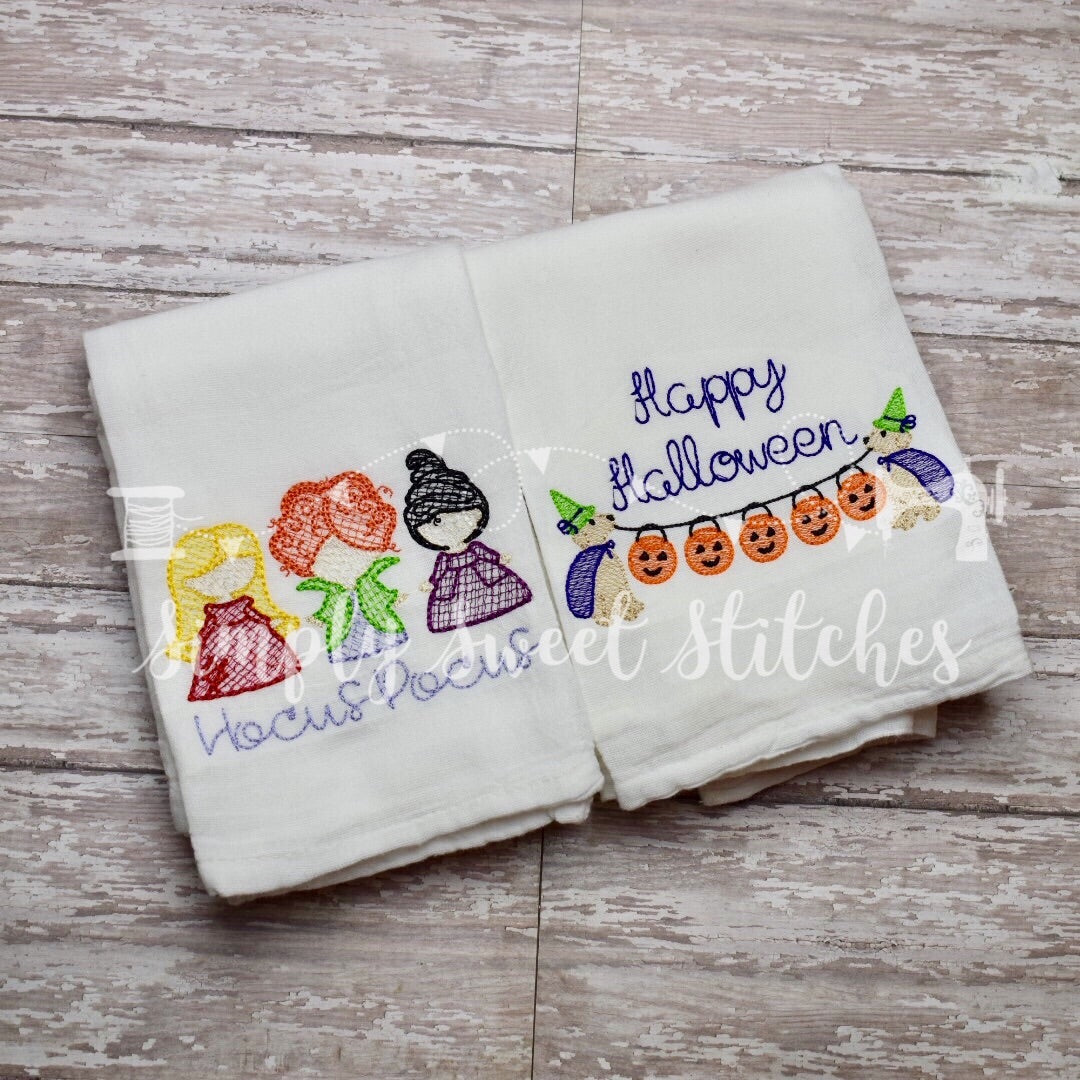 1452 - HALLOWEEN - EMBROIDERY KITCHEN TOWELS
