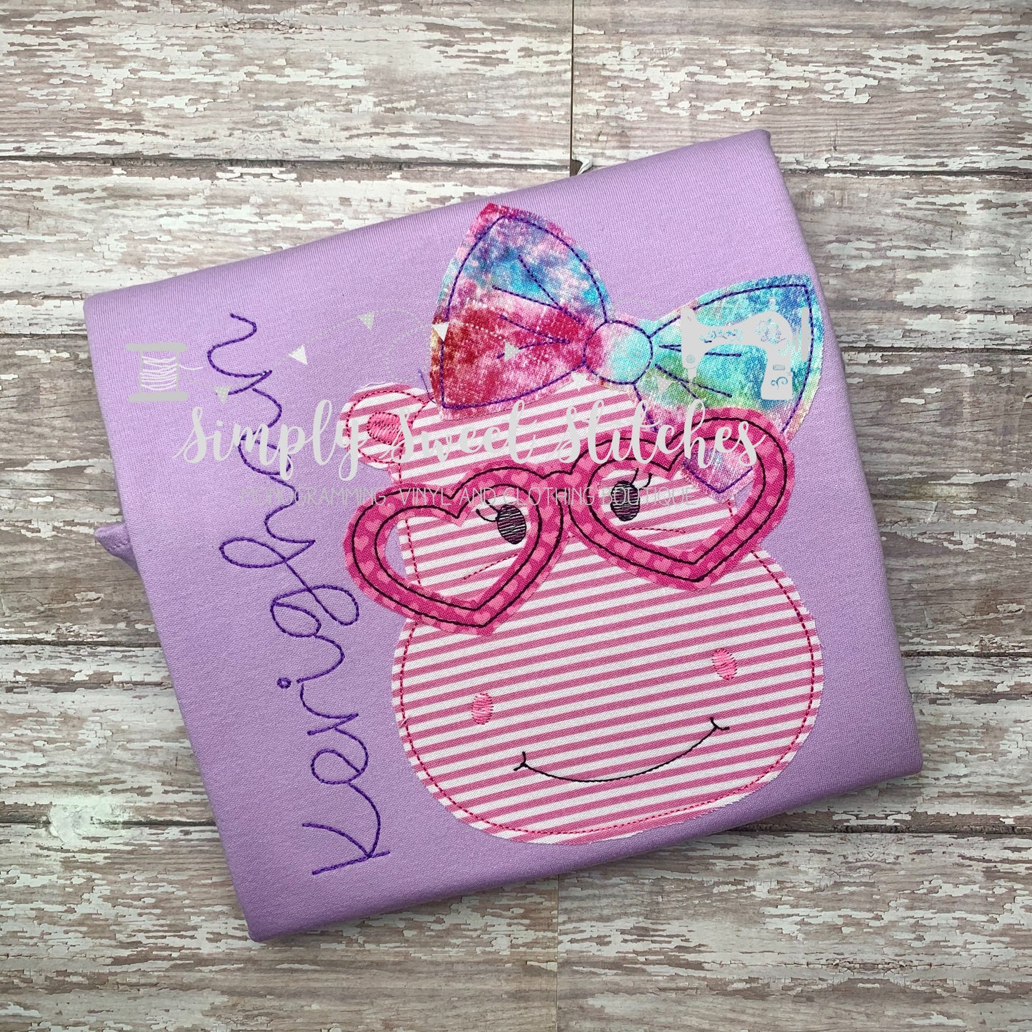 1266 - VALENTINES GIRL HIPPO - APPLIQUE CHILD SHIRT
