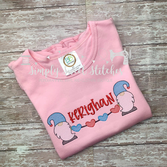 1268- GNOME HEART BANNER - SKETCH CHILD SHIRT