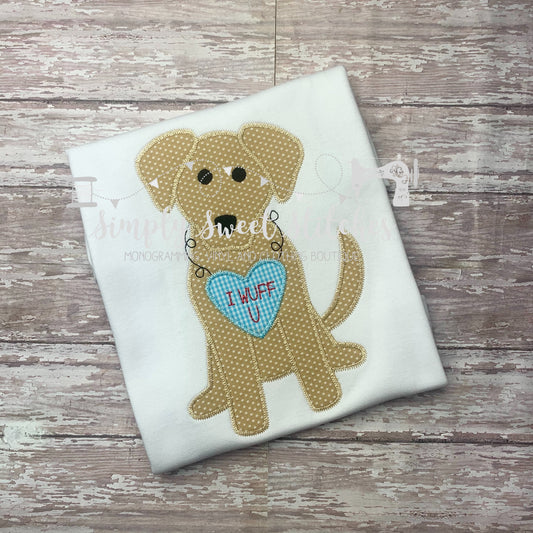 1281 - BOY PUPPY I WUFF U - APPLIQUE CHILD SHIRT