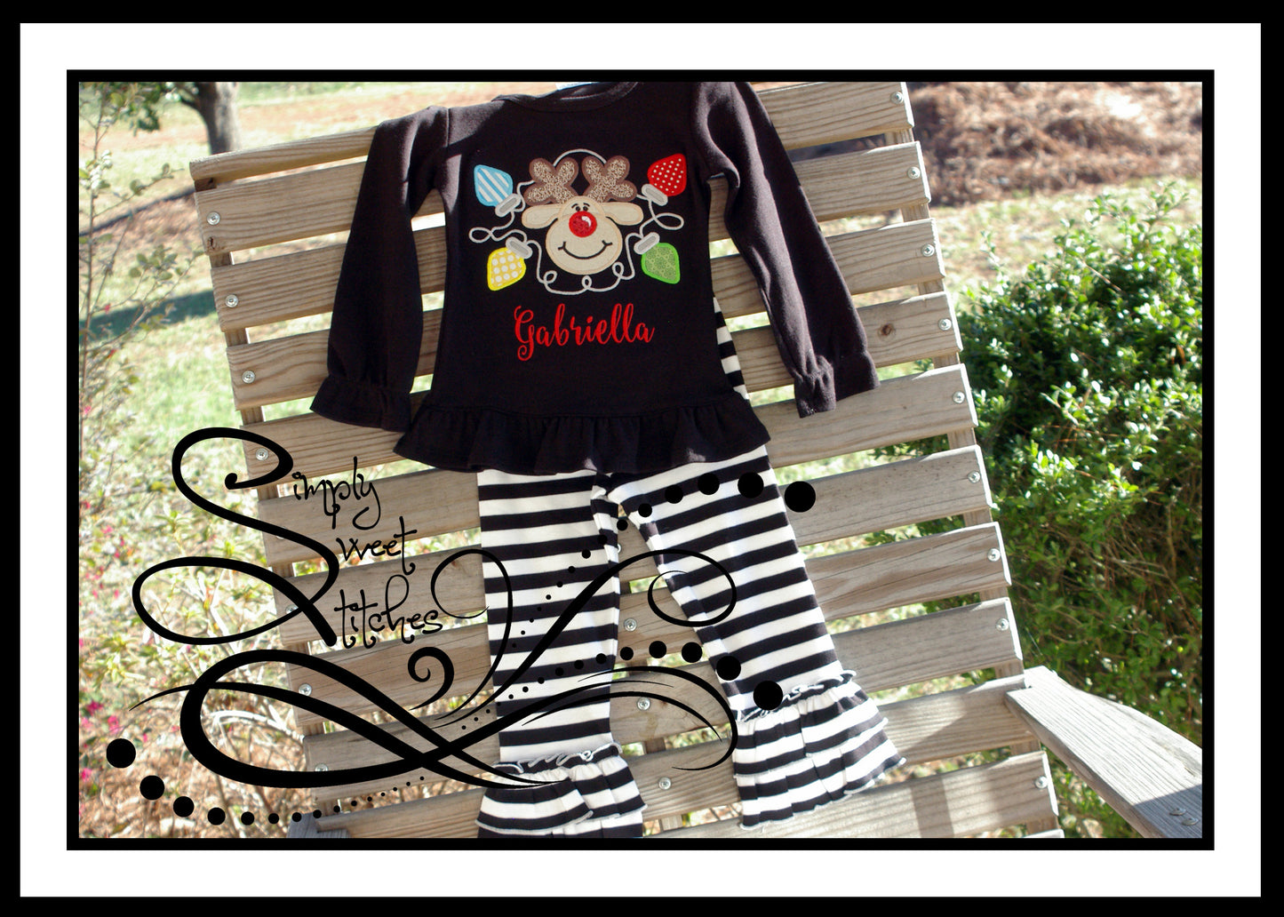 1305 - REINDEER WITH LIGHTS - APPLIQUE CHILD SHIRT