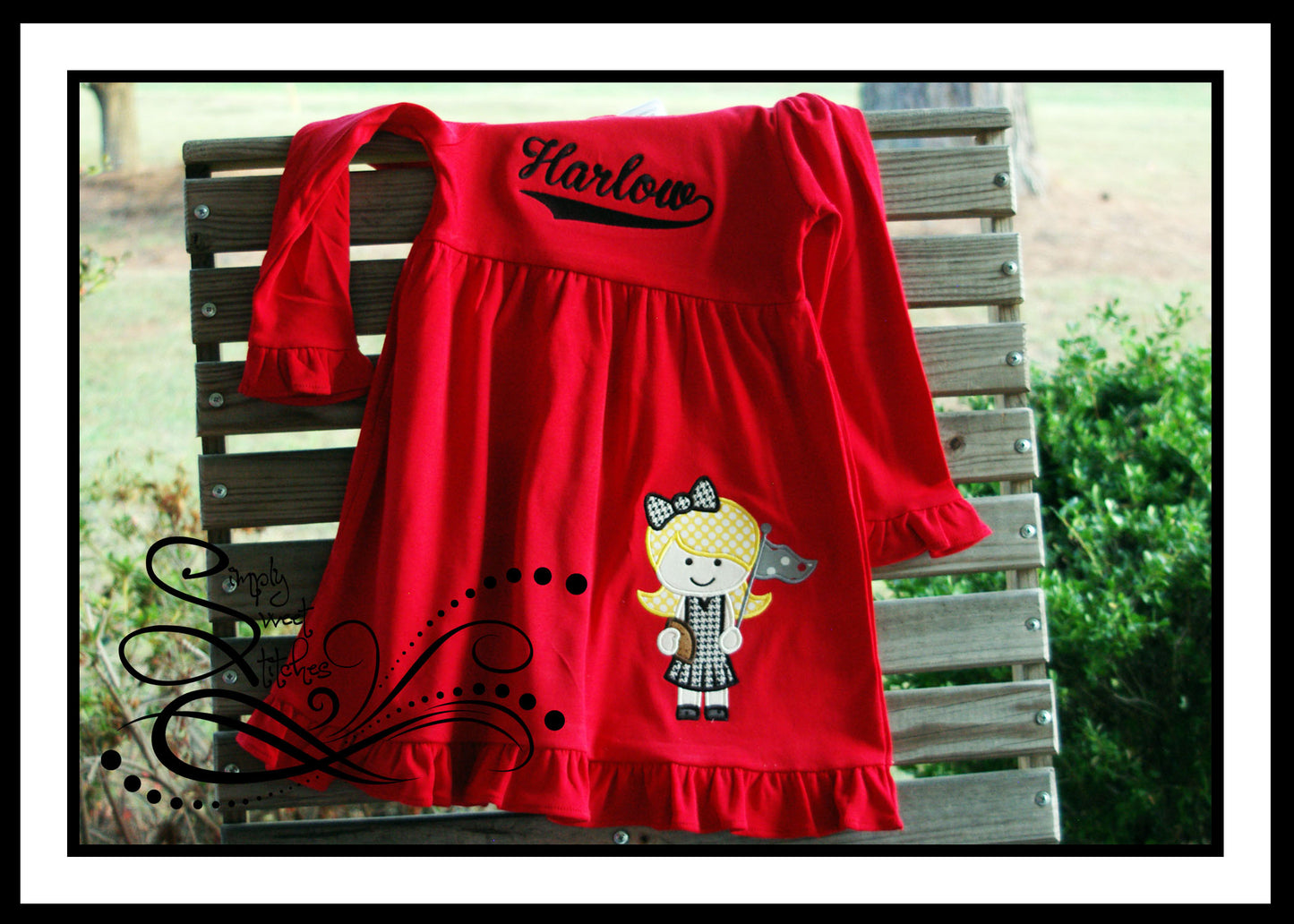 1085 - CHEERLEADER - APPLIQUE EMPIRE DRESS